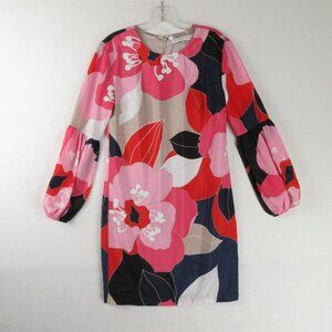 Trina Turk Long Balloon Sleeve Narcisius Printed Shift Dress Size 0